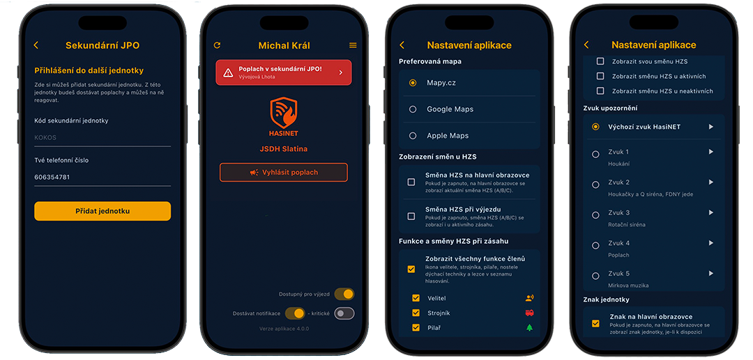 Ukázka mobilní aplikace
