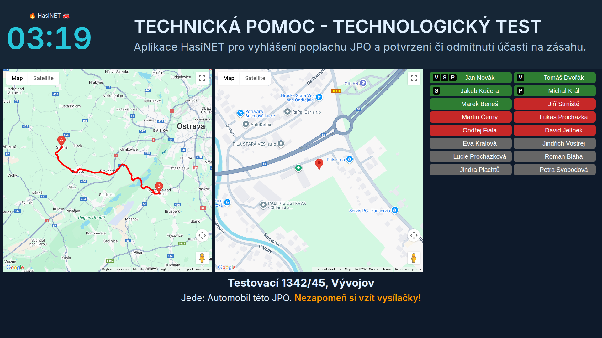 Trasa a detail místa zásahu