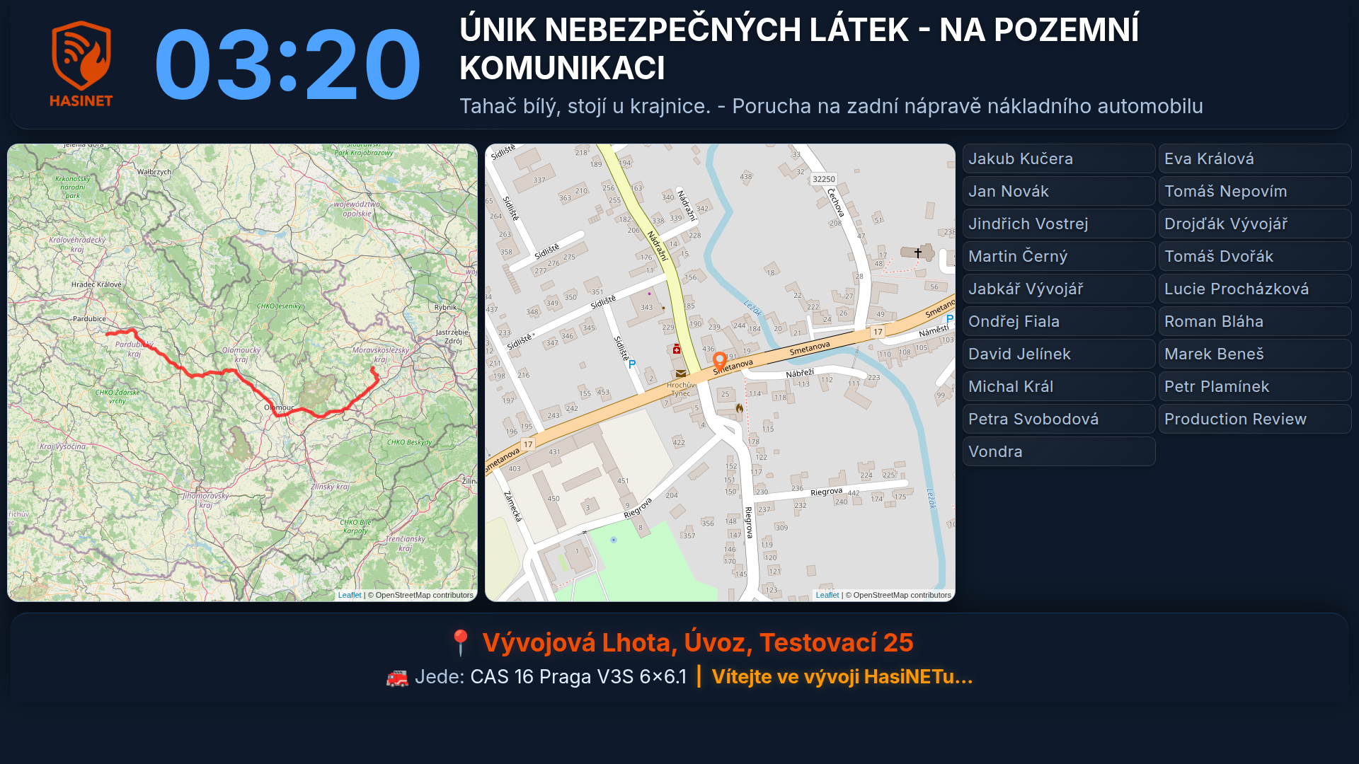 Trasa a detail zásahu